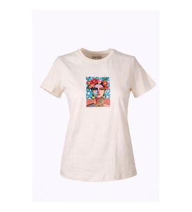 Trender Tablo Bask Bej Kadın T-Shirt 26YL71595003