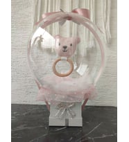 Büyülü Balon-Pembe Bebek Çıngırak Tüyler Kız Bebek Doğum Tebrik Hediye (Pembe - Beyaz - Krem)