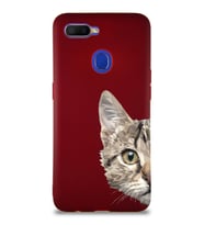Oppo AX7 Soft Premier Kapak Catface Tasarımlı Silikon Kılıf - Mürdüm (Şeffaf)