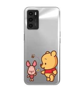 Oppo A16 / A55 Uyumlu Pooh & Piglet Tasarımlı Şeffaf Telefon Kılıfı