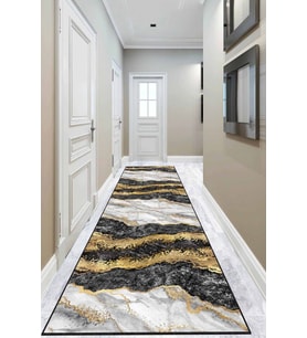 Siyah Gold Kaymaz Mermer Desen Özel Ölçü Rulo Yolluk AR263