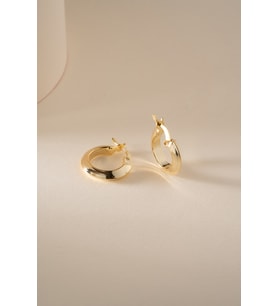 925 Ayar Gümüş Gold Kaplama 15 mm Halka Model Şarnel Halka Küpe