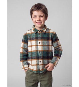 LCW Kids Yeşil Ekose Gabardin Erkek Çocuk Gömlek