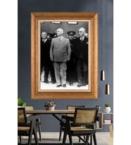 Altın Varaklı Çerçeveli Paspartulu Atatürk Tablo nh490 (Gold)