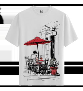 Cafe Vibes - %100 Pamuklu Kadın Beyaz Tişört - Premium Quality
