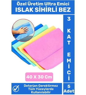 Özel Üretim Yüksek Kaliteli 3 Kat Emici Tüm Yüzeylerde Etkili Mutfak Banyo Islak Sihirli Bez 5 Adet