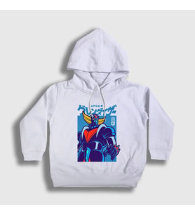 Presmono Unisex Çocuk Beyaz Poster V2 Ufo Robot Grendizer Goldorak Kapüşonlu Sweatshirt 471938tt