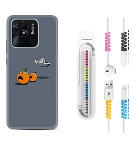 Xiaomi Redmi Note 7 8 9 Pro 10 2022 10 Pro 10S Kılıf Kablo Koruma Spiral Silikon Orange Escape 1374