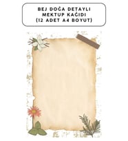 Bej Doğa Detaylı Mektup Kağıdı (12 Adet A4 Boyut)