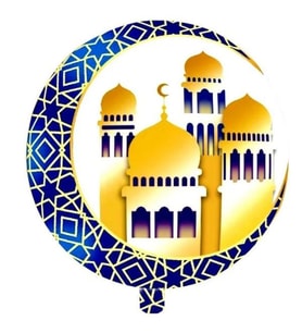 Ramazan Temalı Mavi Hilal ve Cami Şekilli Folyo Balon 1 Adet