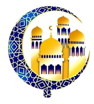 Ramazan Temalı Mavi Hilal ve Cami Şekilli Folyo Balon 1 Adet