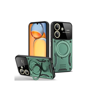 Xiaomi Redmi 13c Kılıf Joy Lens Standlı Kapak - Koyu Yeşil