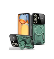Xiaomi Redmi 13c Kılıf Joy Lens Standlı Kapak - Koyu Yeşil
