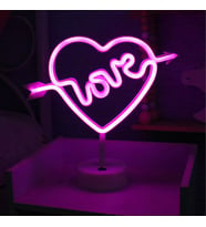 Kalpli LoveTasarımlı Işıklı Neon Led  Lamba 32x30 cm