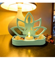 3D Baskı Lotus Buda Mumluk - Dekoratif Tealight Mumluk-Mint