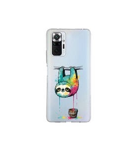 Xiaomi Redmi Note 10 Pro ile Uyumlu Splash Tembel Hayvan Tasarımlı Şeffaf Silikon Kılıf