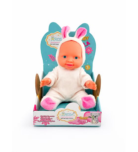 Toyx Sevimli Tavşan Kostümlü Oyuncak Bebek – Yumuşak Peluş Tasarım, 3+ Yaş (Beyaz)