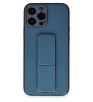 Newface Apple iPhone 13 Pro Kılıf Coco Deri Standlı Kapak - Açık Mavi
