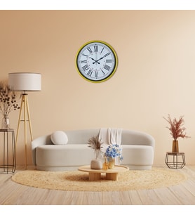 River World Duvar Saati 36 cm Standart Rengi Sarı