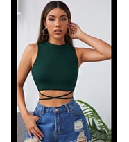 Fantezia Night Kadın Yeşil Çapraz Bağlamalı Crop Top Büstiyer