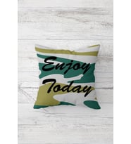 Enjoy Today Yazılı Çift Tarafı Baskılı Gizli Fermuarlı Yastık Kılıfı Kırlent Koltuk Yastık Kılıfı (Beyaz)