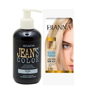 Jeans Color Violet (mor) Saç Boyası 250ml +bianna Saç Açıcı Tek Kullanımlık Set Açıcı