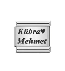 Kişiye Özel İsim Yazılı İtalyan Ek Uzatma Çelik Bileklik Charmı scb30 (1Parça) (Altın)