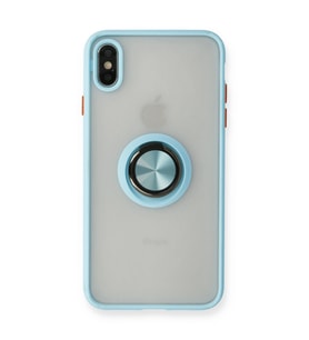Apple İphone X Kılıf Montreal Yüzüklü Silikon Kapak - Buz Mavi