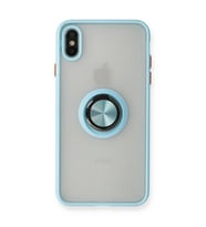 Apple İphone X Kılıf Montreal Yüzüklü Silikon Kapak - Buz Mavi