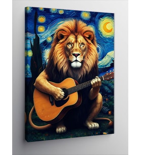 Kanvas Tablo Aslan Ve Gitar