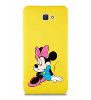 Samsung Galaxy J7 Prime Soft Premier Kapak Minnie Mouse-E Tasarımlı Silikon Kılıf - Sarı (Şeffaf)