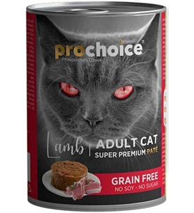Pro Choice Kuzu Etli Sekersiz Tahilsiz Ezme Yetiskin Kedi Konservesi 400gr*24 AD