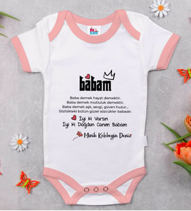 BK Kids Kişiye Özel Pembe Bebek Body Zıbın - Model 63