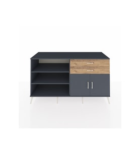 Kronos Konsol 3 Raflı 2 Çekmeceli 2 Kapaklı 176x59x99 Antrasit-Antrasit/Çam