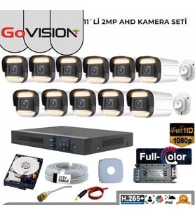 11’Lİ 2MP FULL COLOR 3.6MM LENS 1080P FULLHD WARMLED AHD DIŞ MEKAN SETİ