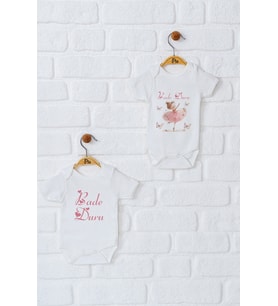 Pia Baby Premium %100 Pamuk İsme Özel Organik Baskılı İkili Set Çıtçıtlı Bebek Body Zıbın Modelleri 5014-17 (Ekru)