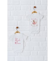 Pia Baby Premium %100 Pamuk İsme Özel Organik Baskılı İkili Set Çıtçıtlı Bebek Body Zıbın Modelleri 5014-17 (Ekru)