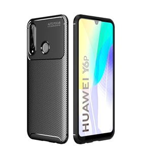 Huawei Y6P Kılıf Auto Focus Karbon Kapak - Siyah
