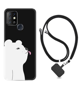INFINIX Hot 8 9 10 11S Hot 10 Play 10T Kılıf Boyun Askılı Silikon Panda Sevimli 1738
