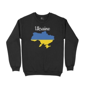 Ukrayna Haritalı ve Bayraklı Siyah Sweatshirt