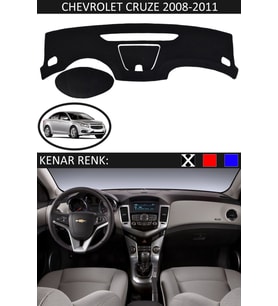 Chevrolet Cruze 2008-2011 İçin Uygun Torpido Koruma Halısı Siyah Kenar Renk Siyah