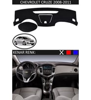 Chevrolet Cruze 2008-2011 İçin Uygun Torpido Koruma Halısı Siyah Kenar Renk Siyah