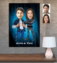 Kişiye Özel Karikatür Baskılı Ahşap Tablo Sevgili-30 30x40
