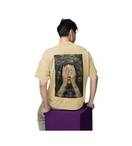 Beynimin içindekileri durduramıyorum baskılı Oversize T-shirt (Krem)