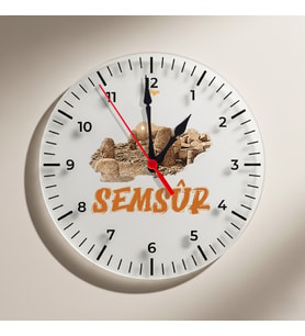 Semsur Adıyaman Şehri Nemrut Dağı Tasarımlı Duvar Saati (Krem)