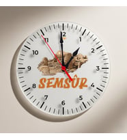 Semsur Adıyaman Şehri Nemrut Dağı Tasarımlı Duvar Saati (Krem)