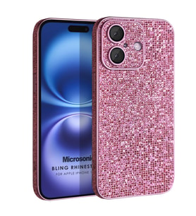 Microsonic Apple iPhone 16 Kılıf Bling Rhinestones Pembe (Pembe)