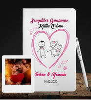 Sevgililer Gününe Özel Deri Beyaz Defter Kalem & Instagram Çerçeve Hediye Seti 24