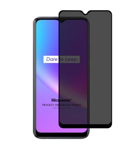 Microsonic Realme C25 Privacy 5D Gizlilik Filtreli Cam Ekran Koruyucu Siyah
