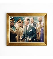 Tablore Gold Çerçeveli Mustafa Kemal Atatürk Tablosu Nostaljik Ofis Ve Salon Tablosu